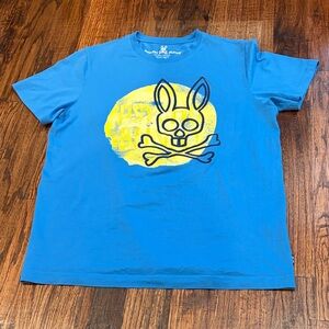 Psycho Bunny Men T-Shirt in Blue with Yellow Graphic